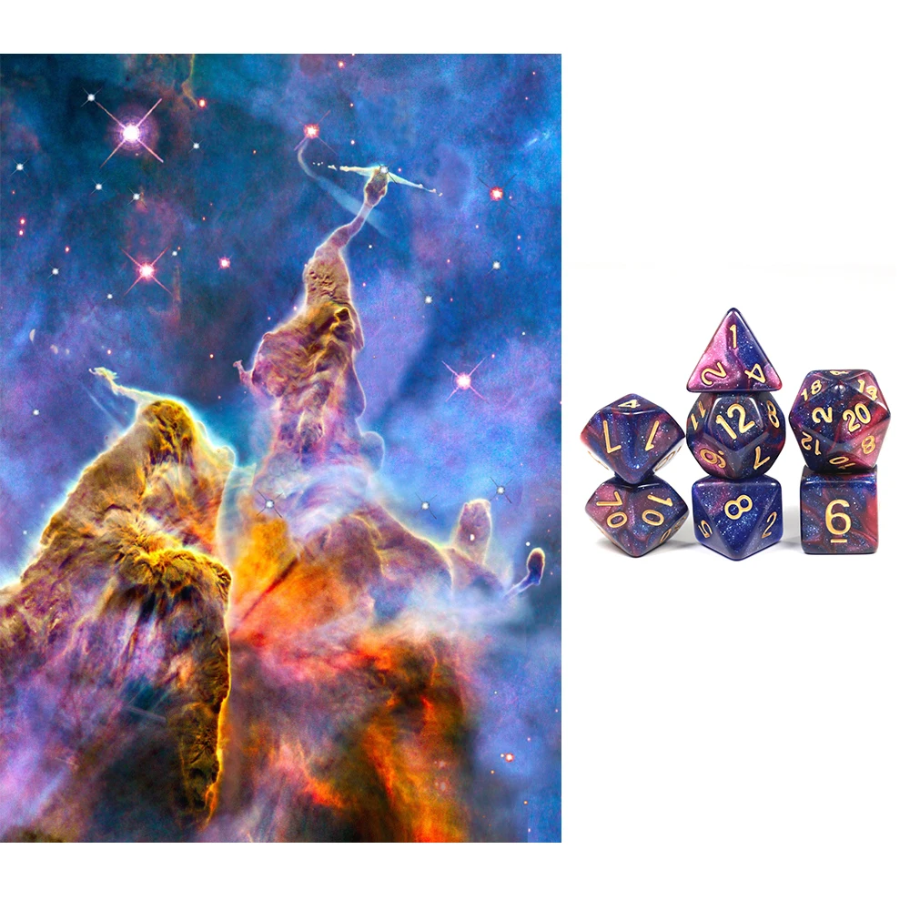 Творческий Вселенная Галактика кости набор D4 D20 с таинственным Королевский синий