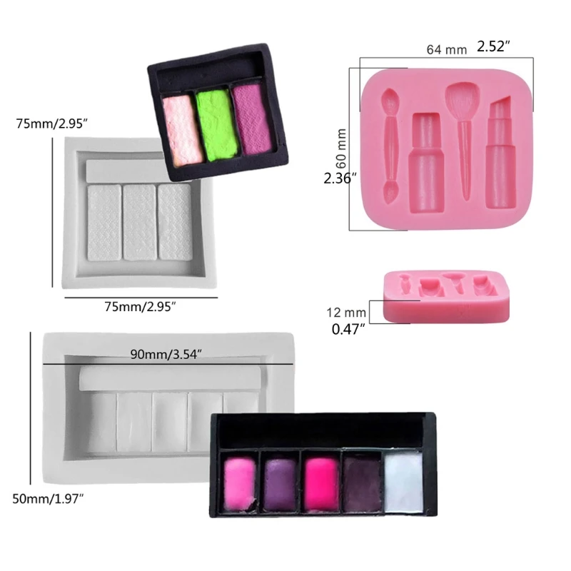 

5Pcs Lipstick Eyeshadow Palette Epoxy Resin Mold Makeup Case Keychain Pendant Resin Mold Jewelry Making Tools Art Crafts