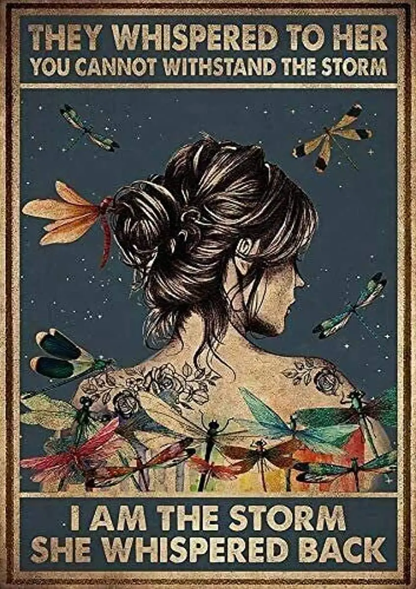 

Hippie Dragonfly They Whispered To Her I Am The Storm Cat Poster Metal Iron Painting Home Family Lovers Gift Funny Metal Signs