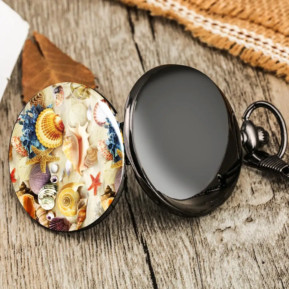 Женские изысканные раскладные кварцевые карманные часы пляжные раковины