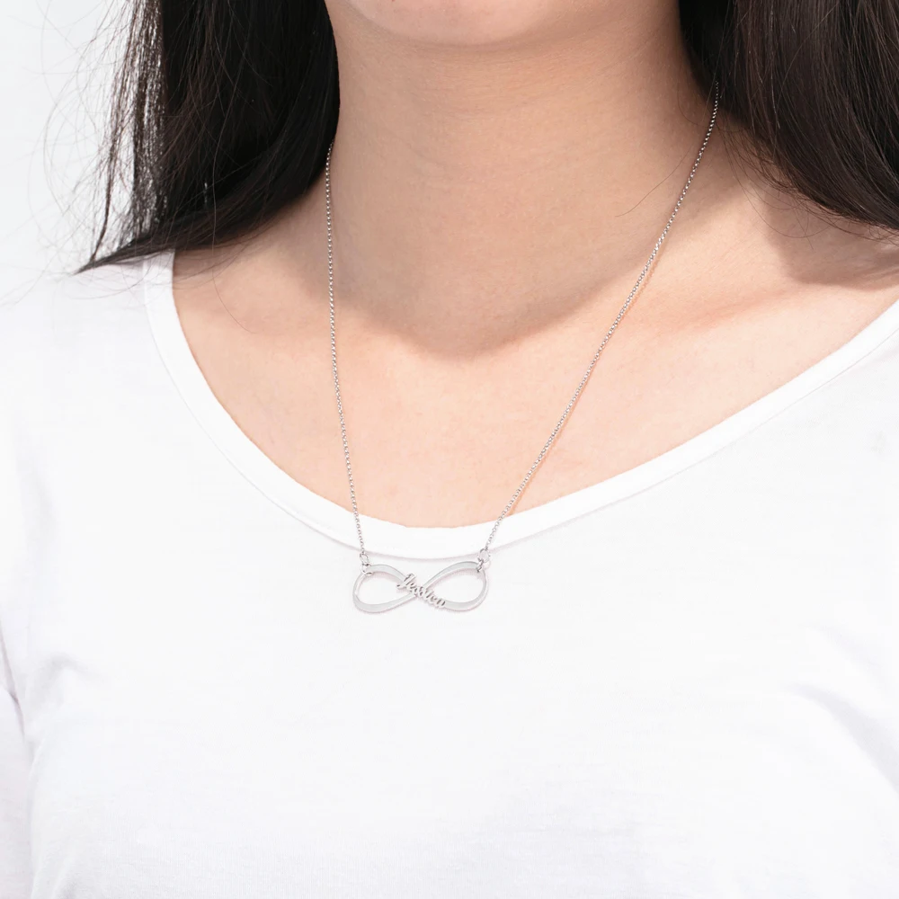 Бесконечность Имя ожерелье персонализированные на заказ с любым именем пластины