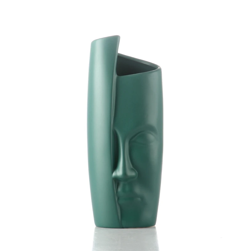 

Nordic ceramic vase abstract face frosted porcelain vase ornament living room countertop vase modern home decoration ornament