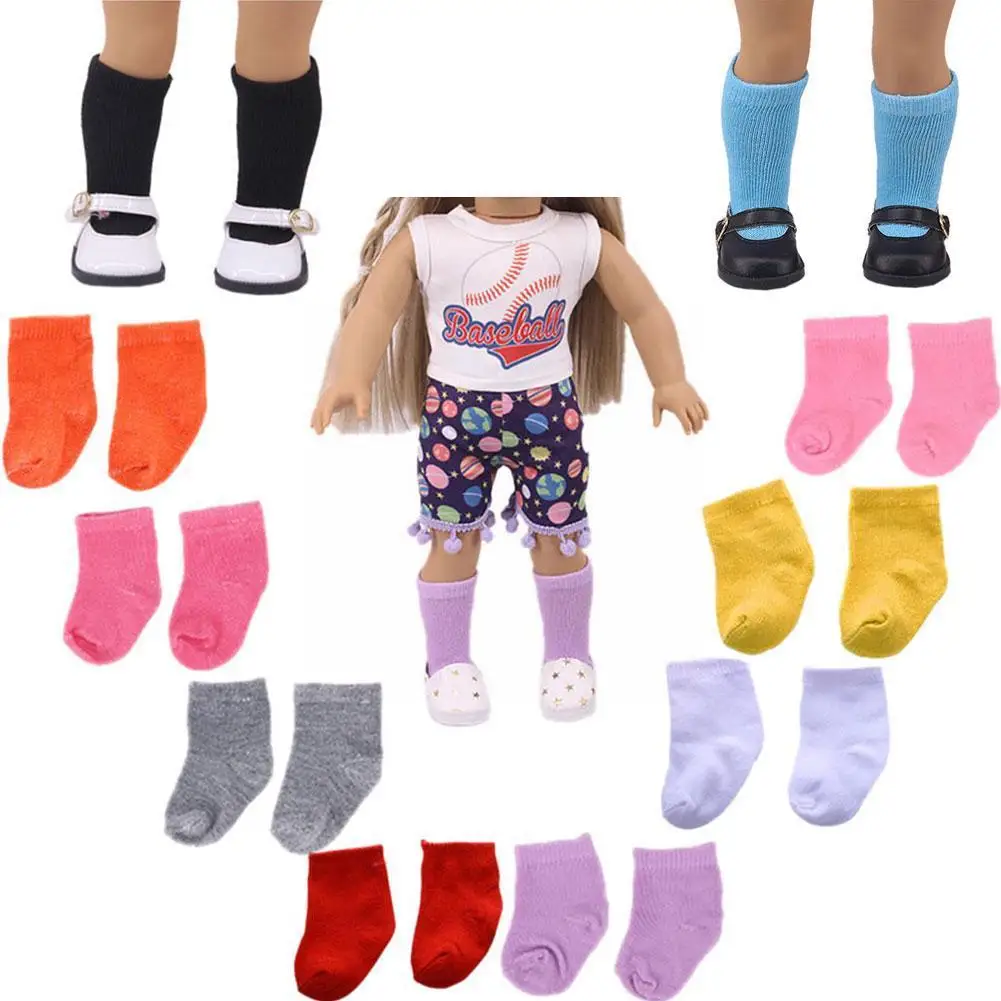 

A Pair Of Color Socks For 18-inch Doll & 43cm Doll,Doll Accessories For New Born Baby Doll Clothes Children Gifts D8U3