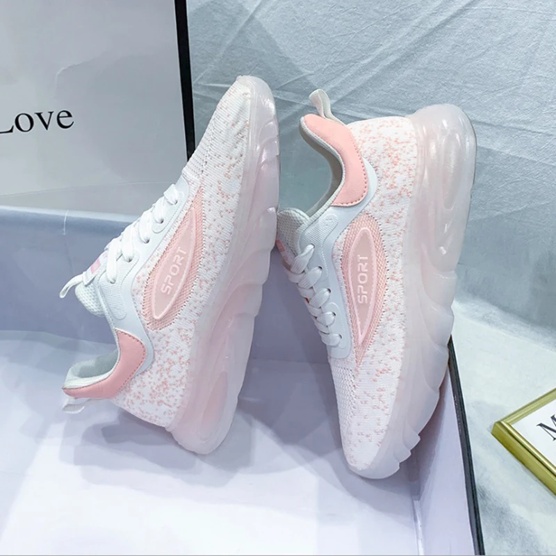 

New Fashion Women Casual Shoes Flats Platform Fly Weave Women ShoesWomen Sneakers Luminous Comfortable Light Off White Shoes