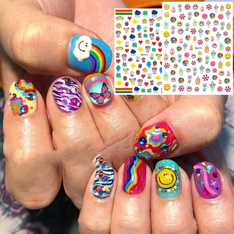 

Наклейки-шаблоны для ногтей WG series WG-91, с рисунком подсолнуха, крутые, стикеры 3d на ногти nail art