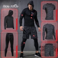 5 pcsset mens tracksuit sports suit gym fitness compression clothes running jogging sport wear exercise workout tights