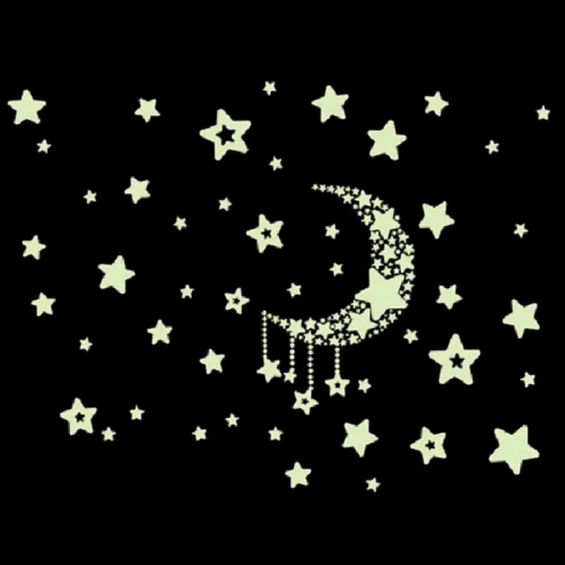 Удивительная флуоресцентная светящаяся в темноте мультяшная Луна Звезда