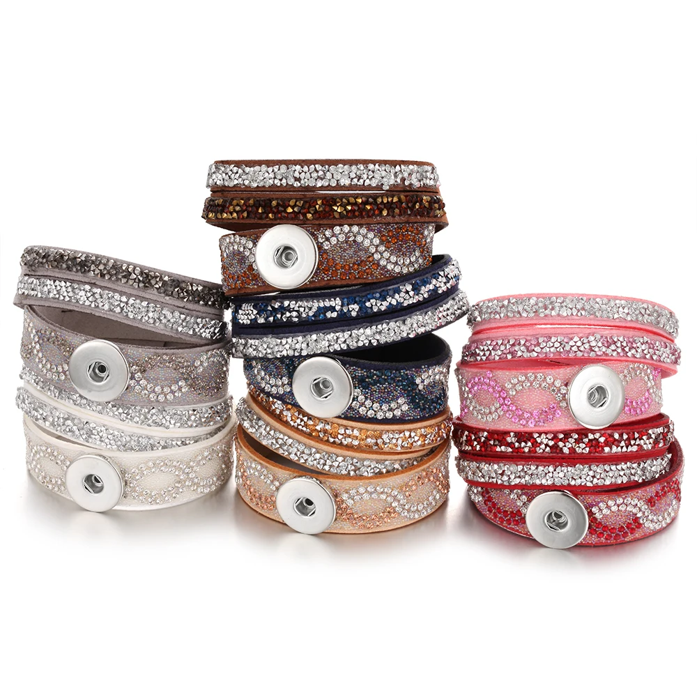 Ювелирные браслеты с защелкой Стразы многослойный Φ браслет подходит для 20 мм 18