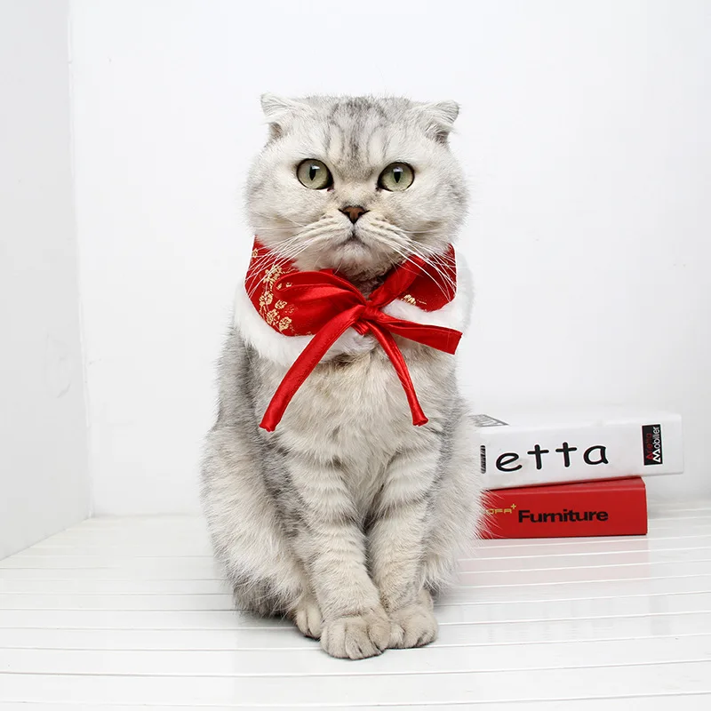 

Ошейник-шарф для собак, бандана для животных, Рождественский вышитый китайский новый год, ошейник для кошек, маленькая собака, щенок, нагруд...