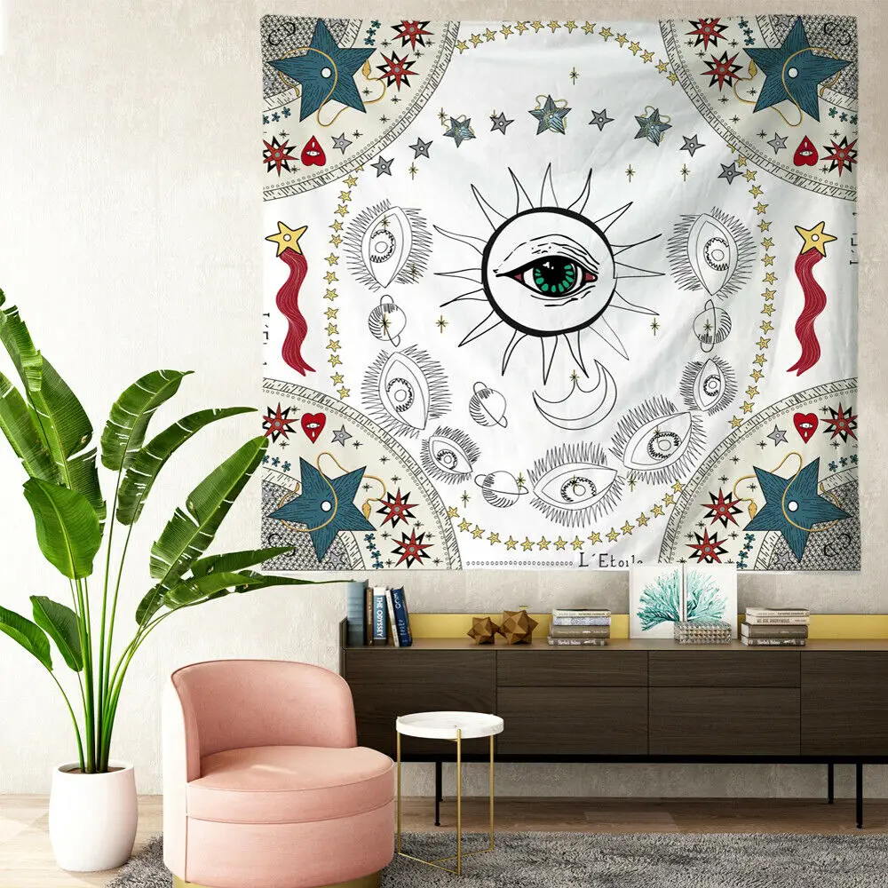 Индийский гобелен Размером 150*100 см настенный с рисунком мандалы Луны покрывало в