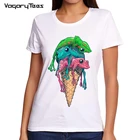 Забавная женская футболка с лягушкой и мороженым, новинка, белая Повседневная мужская футболка, крутая хипстерская уличная футболка унисекс