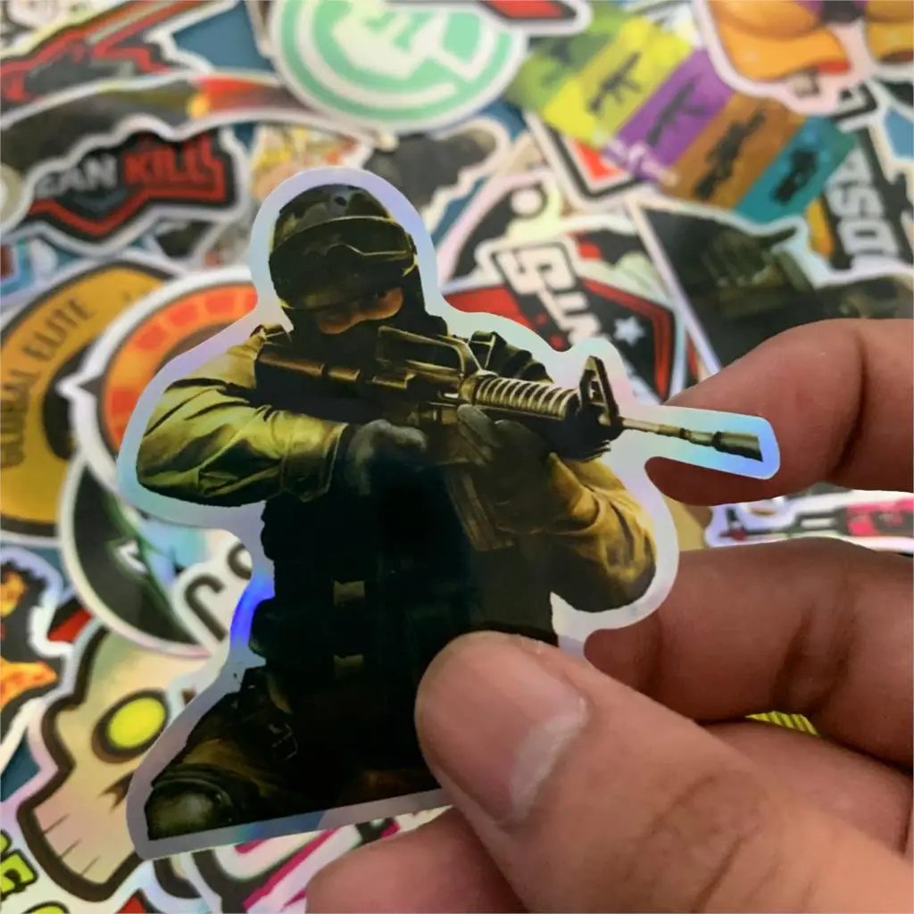 50 шт. CS GO лазерная наклейка s мотоцикл аниме игра для мальчика ноутбука Funnyny