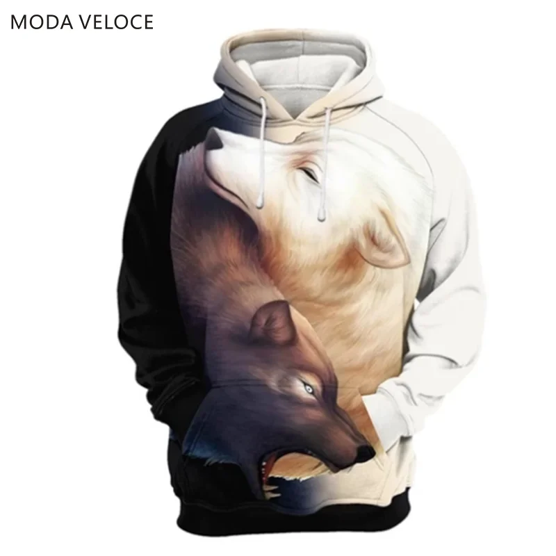 MODAVELOCE Yin & Yang толстовка из полиэстера с шерстью волк Толстовка 3d Аниме Homme De
