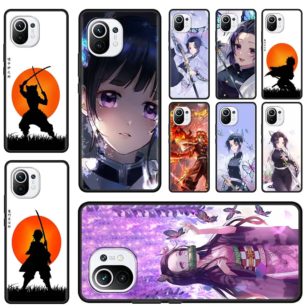 

Demon Slayer Nezuko Kamado Phone Case For Xiaomi Mi 11 Ultra 11X 10T 10 9T Pro A2 Lite CC9 CC9E 11i Black Soft Funda Shell Cover