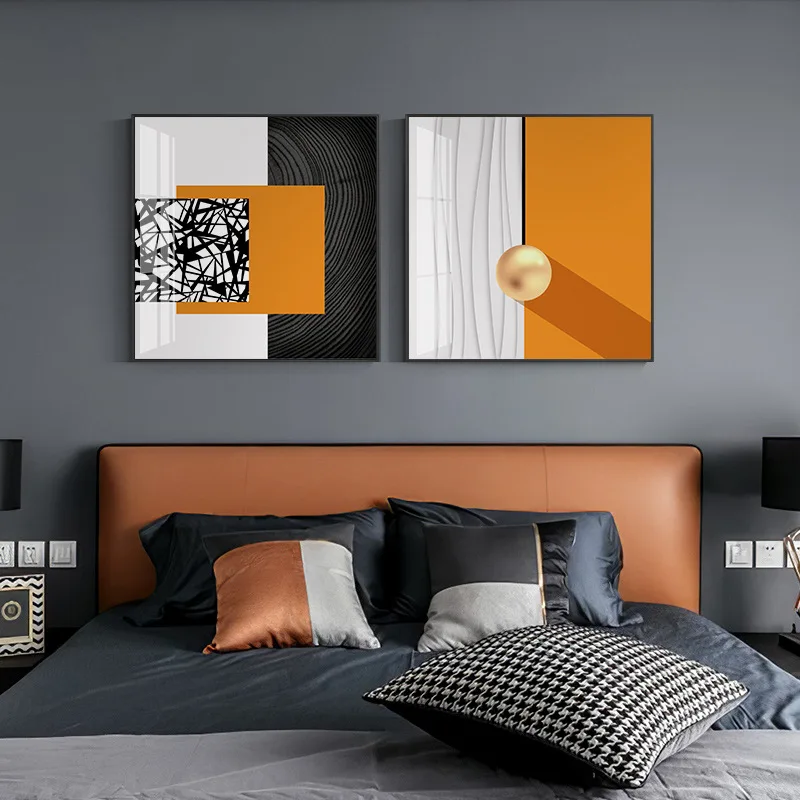 Abstract Burnt Black Gray Orange Wall Art Canvas Painting Nordic Minimalist One Line Drawing Posters Boho Prints Home Decor | Дом и сад