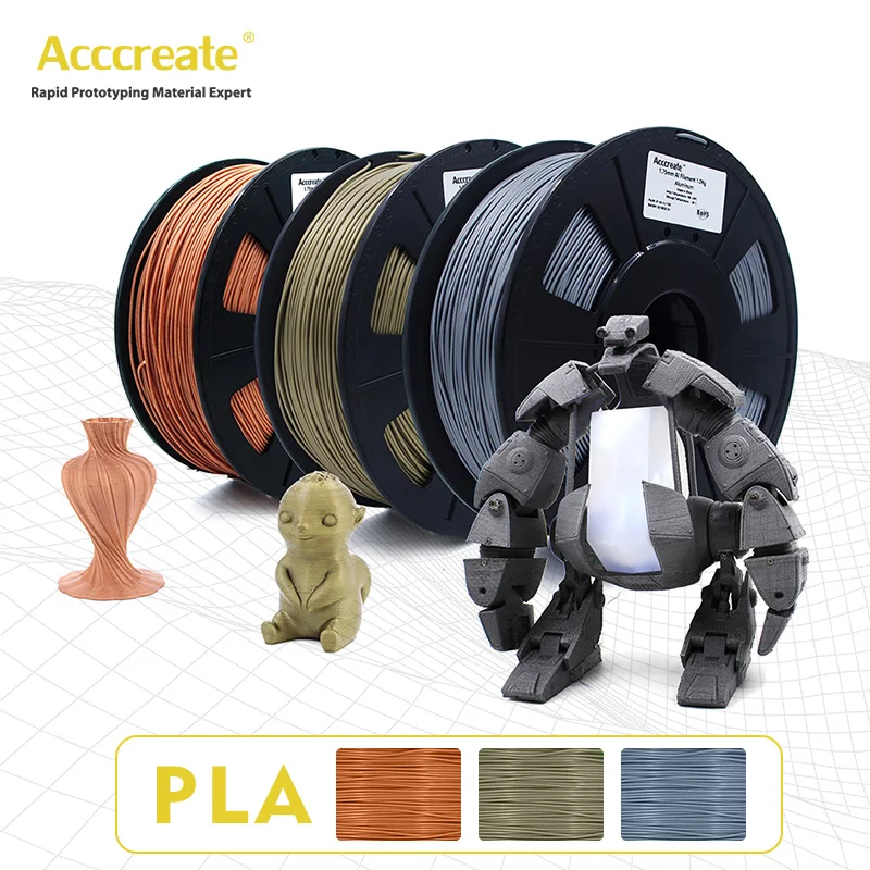 ACCCREATE 3D принтеры 1 75 мм PLA Синтетическая нить 0 5 кг древесный/Медь/Алюминий нити