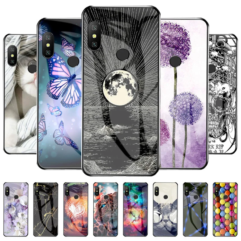

Luxury Glass Case For Xiaomi Redmi 6 Pro Cases Soft Silicon Funda On Xiaomi Mi A2 Lite M1805D1SG 5.84 inch Tempered Glass Cover
