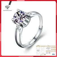 6 5mm moissanite ring 100 s925 sterling silver wedding bride 1ct 2ct d color vvs1 quality ring woman jewelry