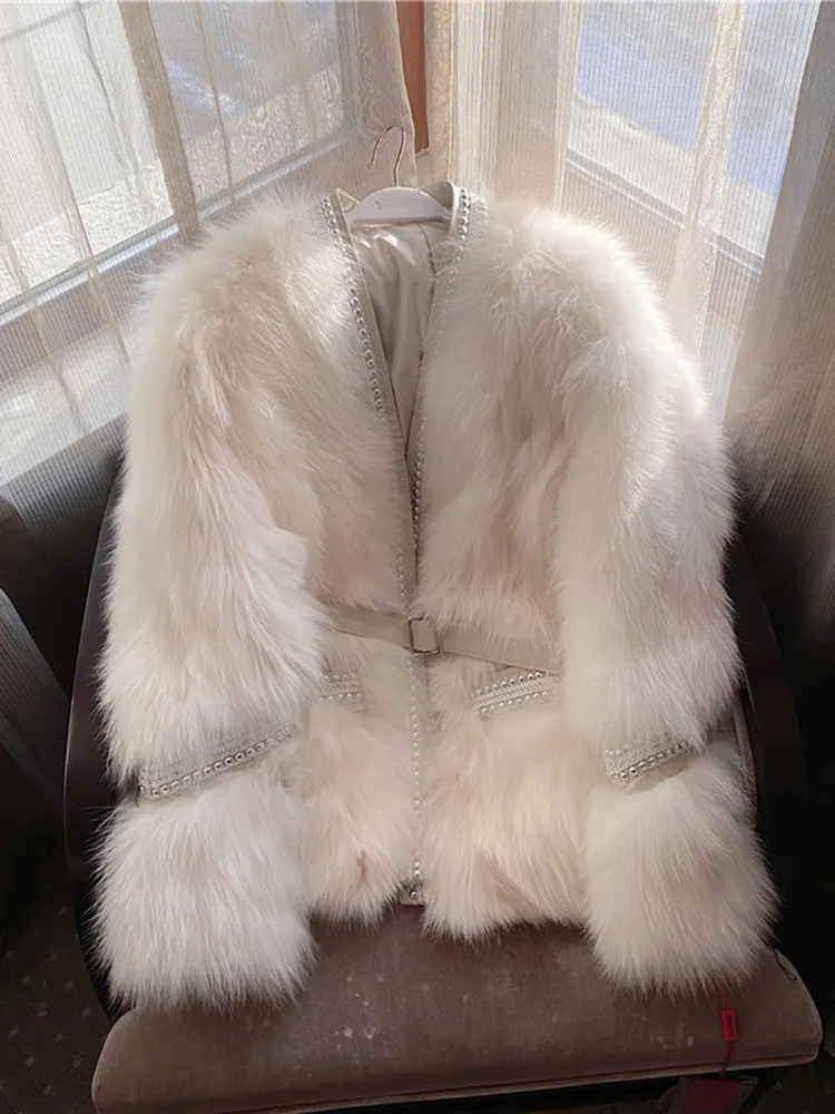 

Blue and white fur coat for young women 2020 new winter net red celebrity loose fur one piece top