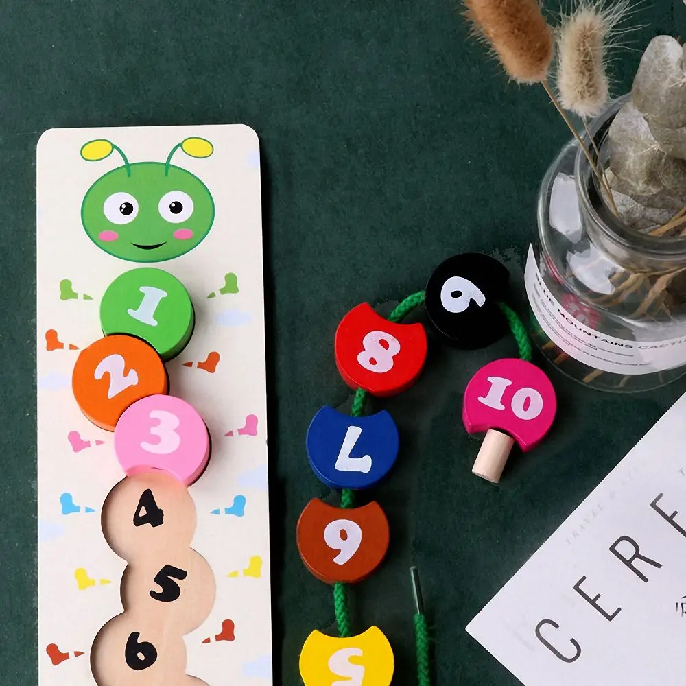 Номера, математика, игрушка для нарезания резьбы, гусеница, развивающая интеллект, обучающая подсчет, учебные пособия по математике, детская деревянная игрушка Монтессори