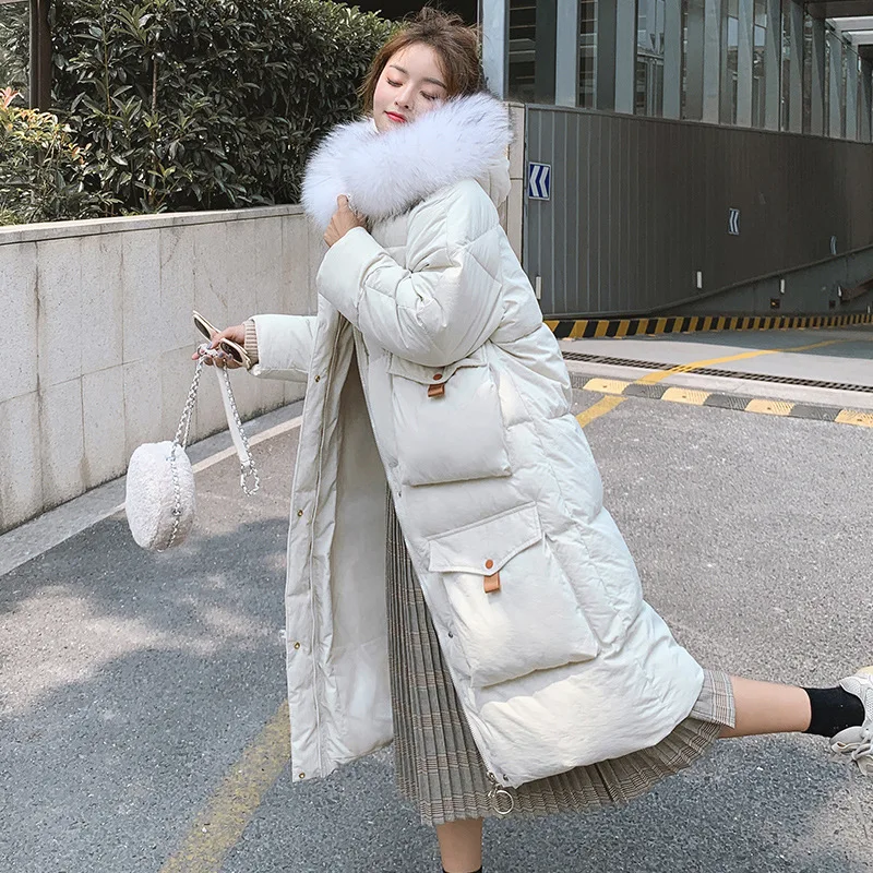 2019 New Arrival 4 Pockets Women Winter Jacket Cotton Padded Warm Thicken Big Fur Collar Ladies Long Coats Parka Womens Jackets | Женская