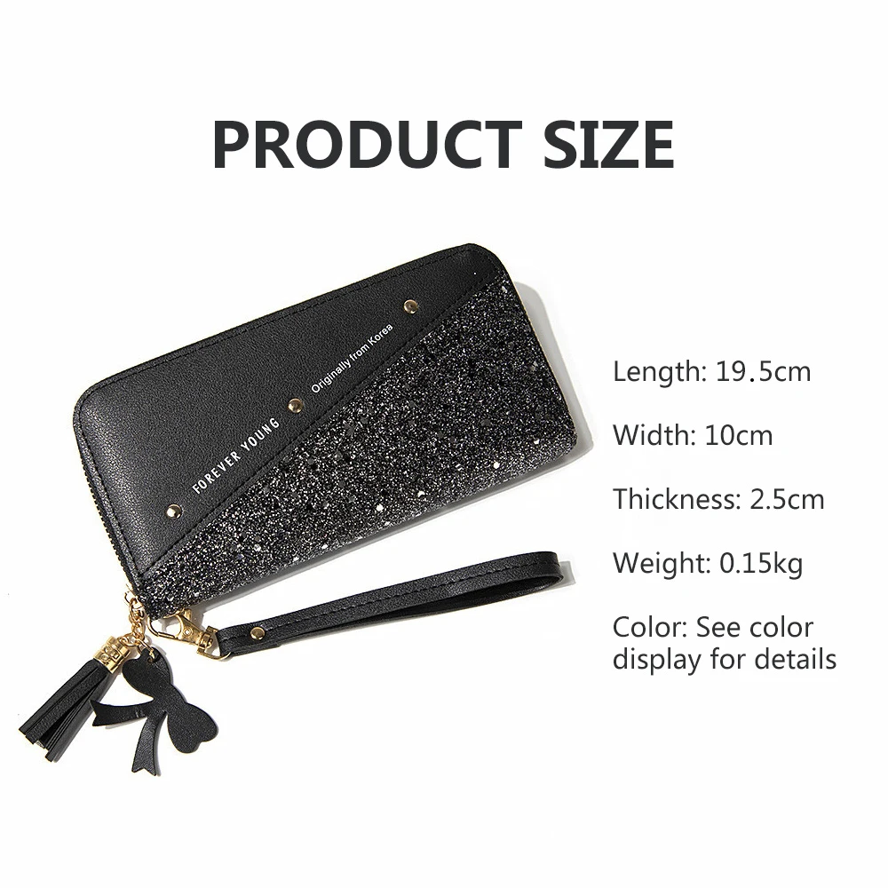 

2020 Fashion Sequined Patchwork Glitter Wallet for Women Long PU Leather Wallet Coin Purse Female Wallets Girls Gifts Wholeale