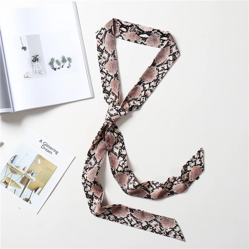 Роскошный женский шелковый шарф со змеиным принтом Женская повязка для волос на