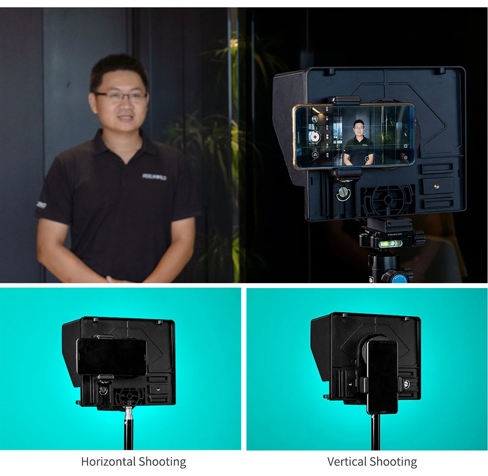 Складной телесуфлер FEELWORLD TP10 подходит для фотоаппарата диагональю 10 дюймов SLR с