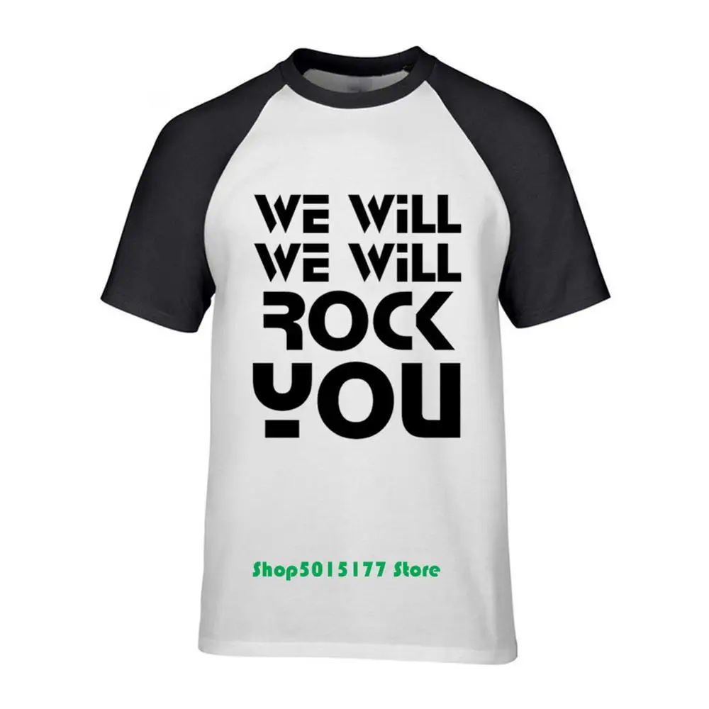 Летняя футболка с надписью queen We Will Rock You Мужская принтом рок группы коротким