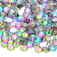 junao ss6 10 12 16 20 30 green flame color glass crystal rhinestones glitters non hotfix strass gems nail stones diy handicraft