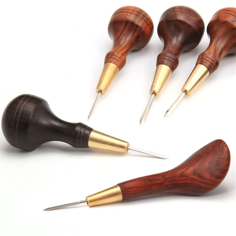 

Purple Sandalwood Awl with Diamond Shape Blade Cutter Cutting Leather Cut with Good Wooden Handle Professional Leather Craft