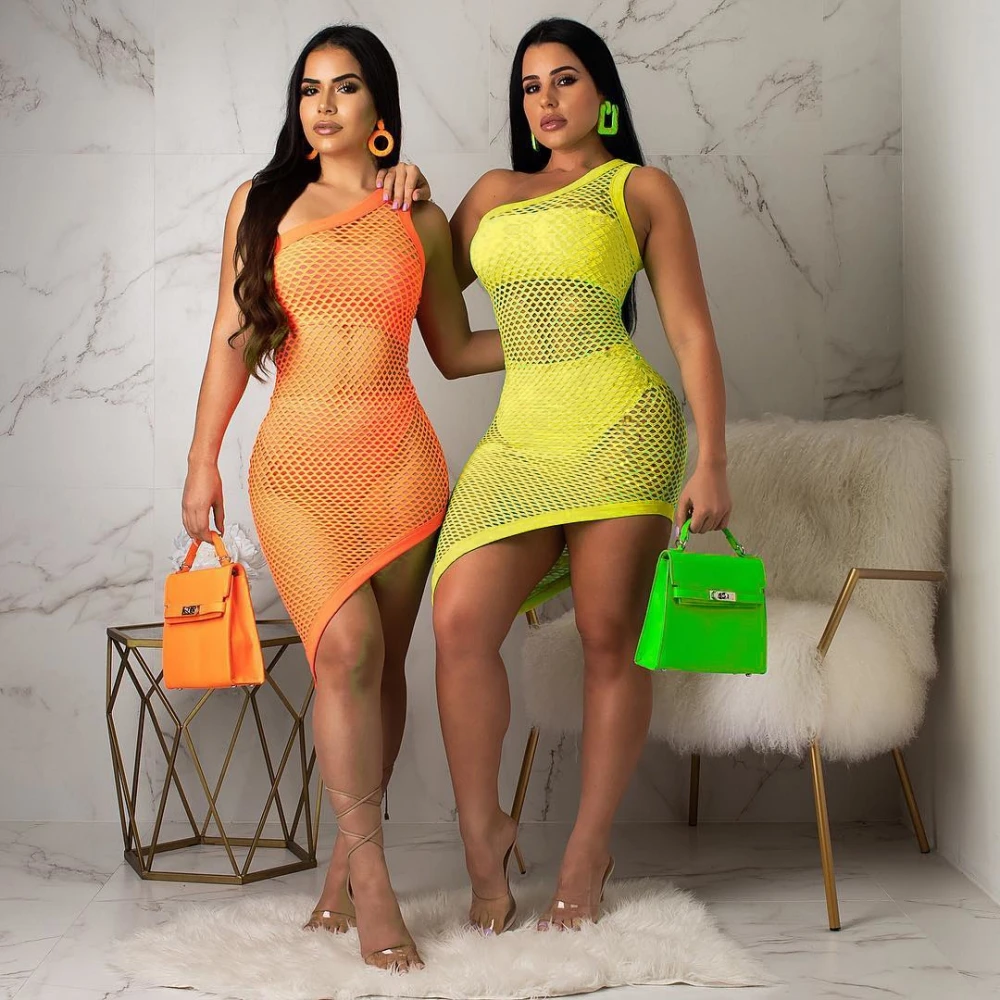 

Комплект из 3 предметов, сексуальное женское платье с открытым плечом и сеткой, Пляжная накидка, летнее женское бикини, накидка, мини-платья