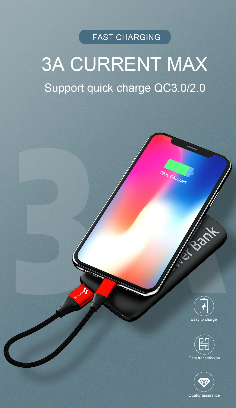 Swalle Micro usb type-C кабель для iPhone кабель освещения 0,2 м 1,2 м 3A провод для быстрого заряда type-C Магнитный кабель для зарядки телефона