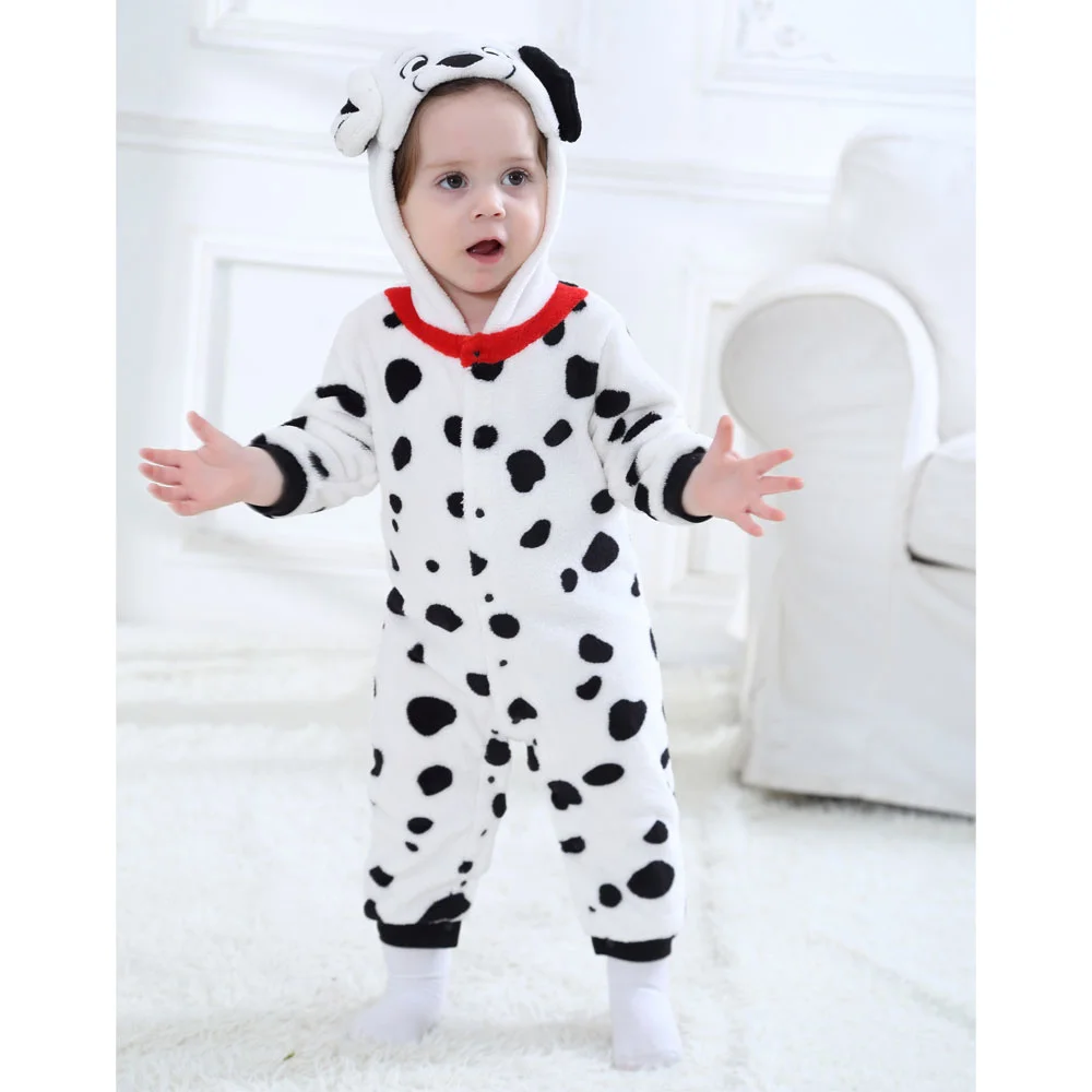 Umorden Baby Dalmatians Spotty Dog Costume Kigurumi Cartoon Animal Rompers Infant Toddler Jumpsuit Flannel Halloween Fancy Dress |