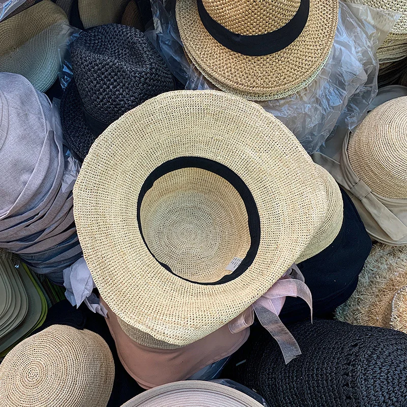 

202106-2508741 new summer handmade raffia straw lace flower leisure lady sun cap women leisure hat