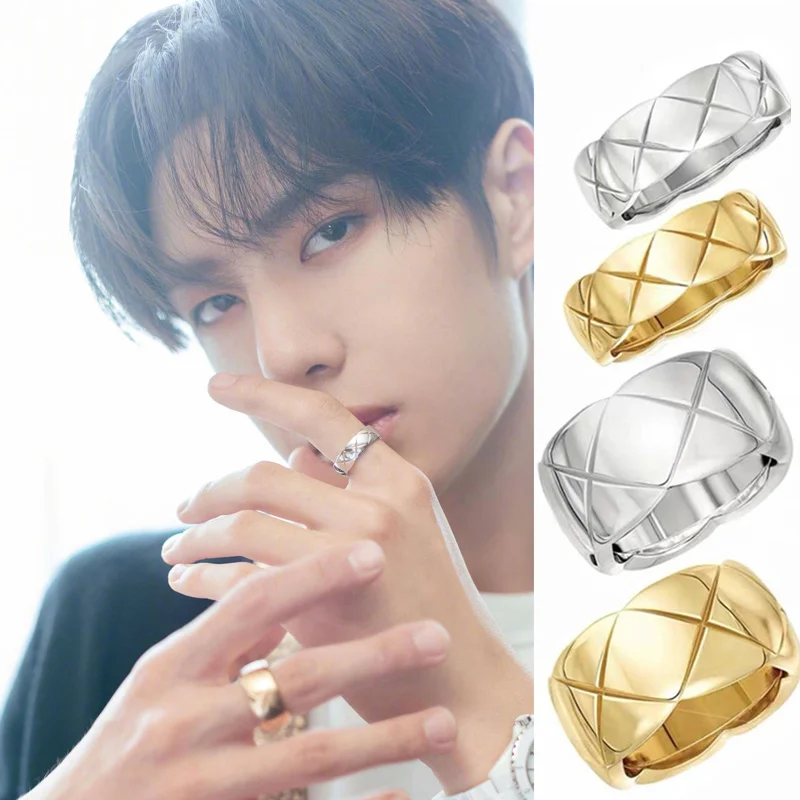 

Кольцо женское волнистое из нержавеющей стали, модное геометрическое украшение с узором в сетку X, цвет золото и серебро, для пар, размеры 6, 7,...