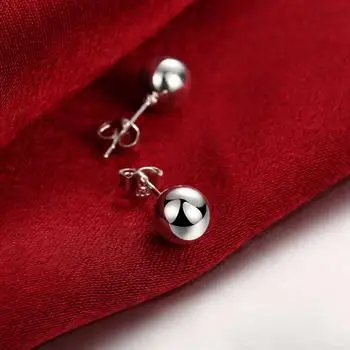 

8m fozhuerding foreign trade spherical silver simple Earrings E073 lknspce073