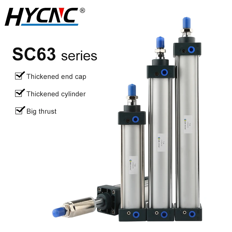 

SC63 Standard Cylinder Double Acting Single Thread Rod Stroke 75-400mm Pneumatic Components Aluminum Air Compression Cylinder