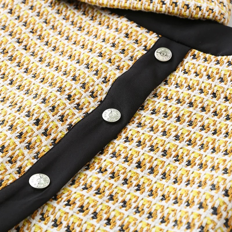 

Runway Women 2 Piece Set Long Sleeve Pocket Tweed Jacket Mini Skirt White Set Elegant Fashion Original Quality