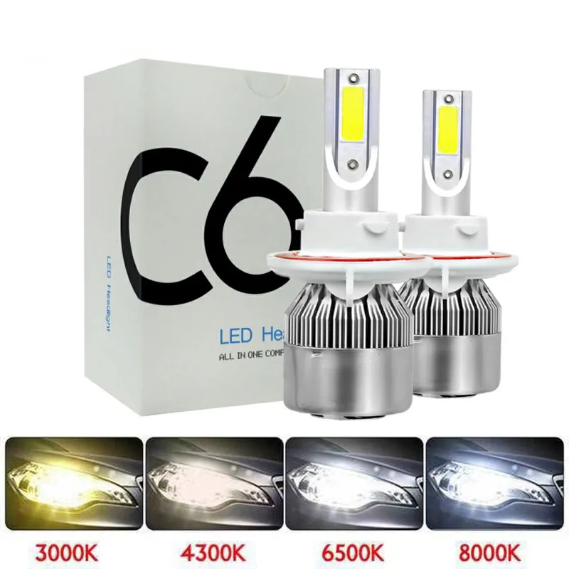 2 шт. Автомобильные светодиодные лампы 3000K 6500K 8000K 9007 lm Turbo H1 H8 H4 12 В H3 H7 H11 9005 9006 |