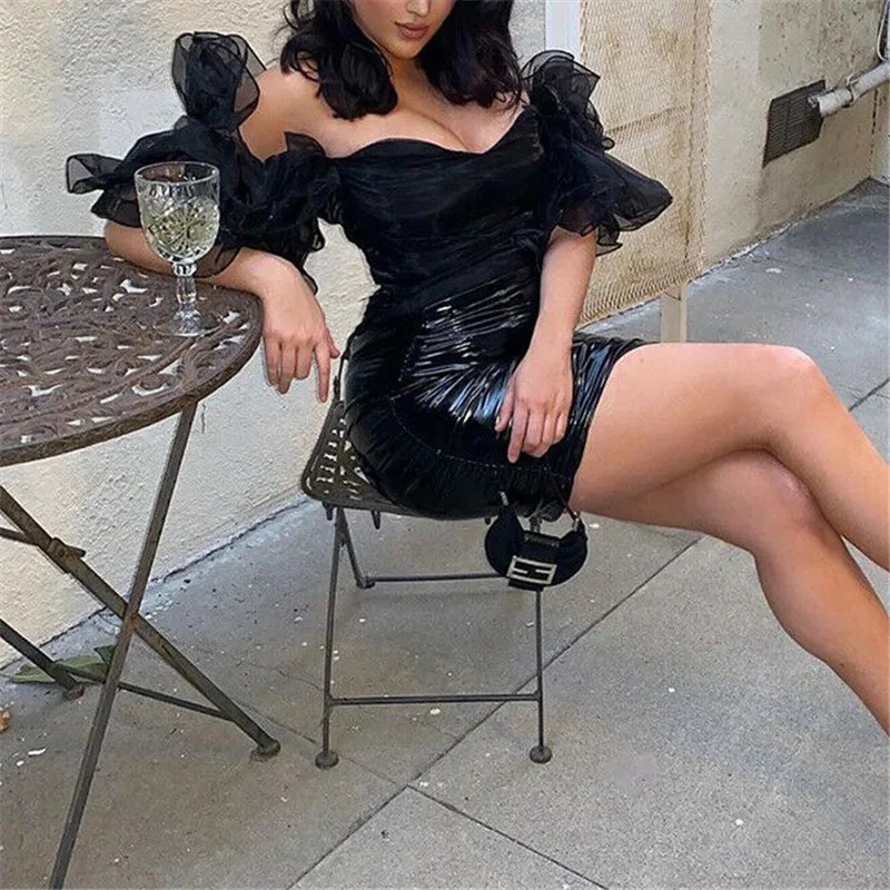 Соблазнительные Черные Кружевные сетчатые комбинезоны с коротким рукавом