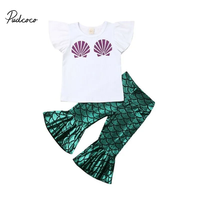 Pudcoco/комплект одежды для маленьких девочек наряд русалки короткий рукав с