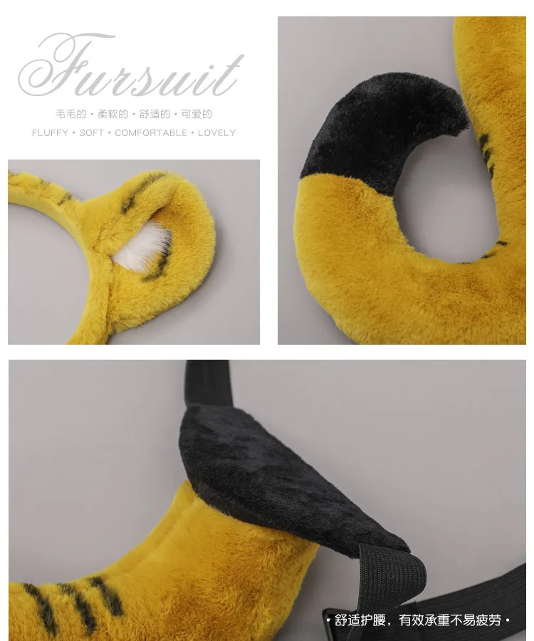 Детская повязка на голову с тигровыми ушками пушистый хвост зверя реквизит для