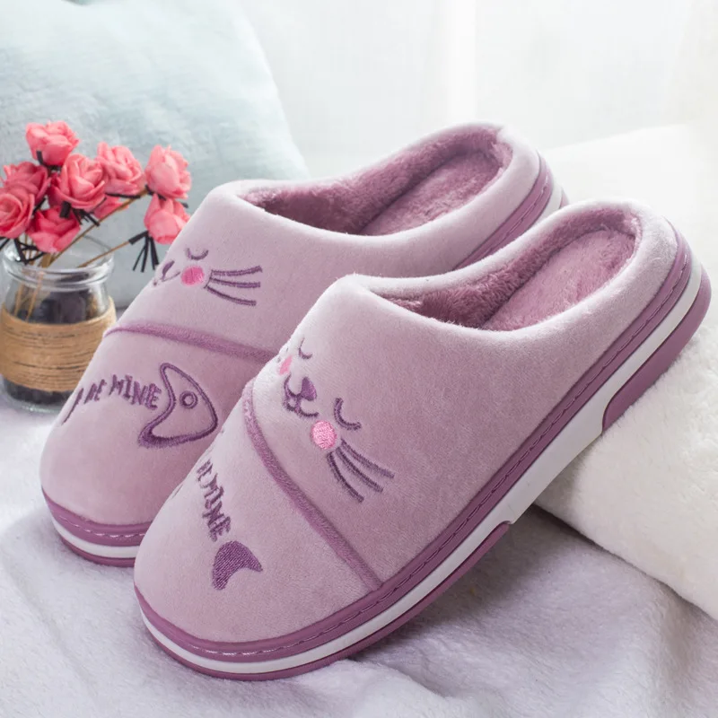 2019 модная обувь женские зимние домашние тапочки теплые шлепанцы с героями