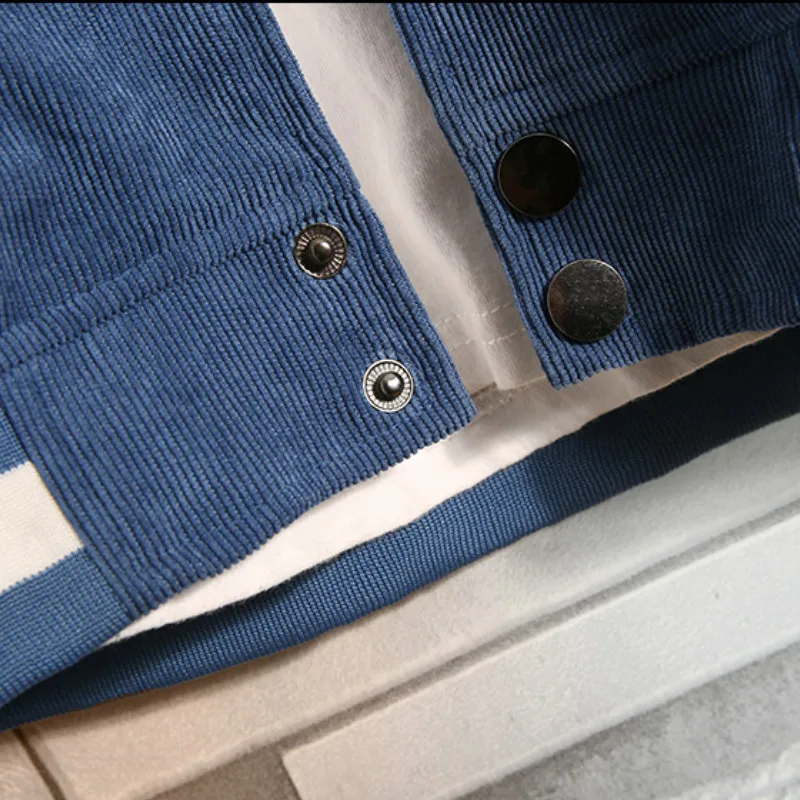 

Men Jackets Patchwork Corduroy Chic Trendy Stand Collar Leisure Daily Outwear Korean Style Harajuku Mens Student High Quality