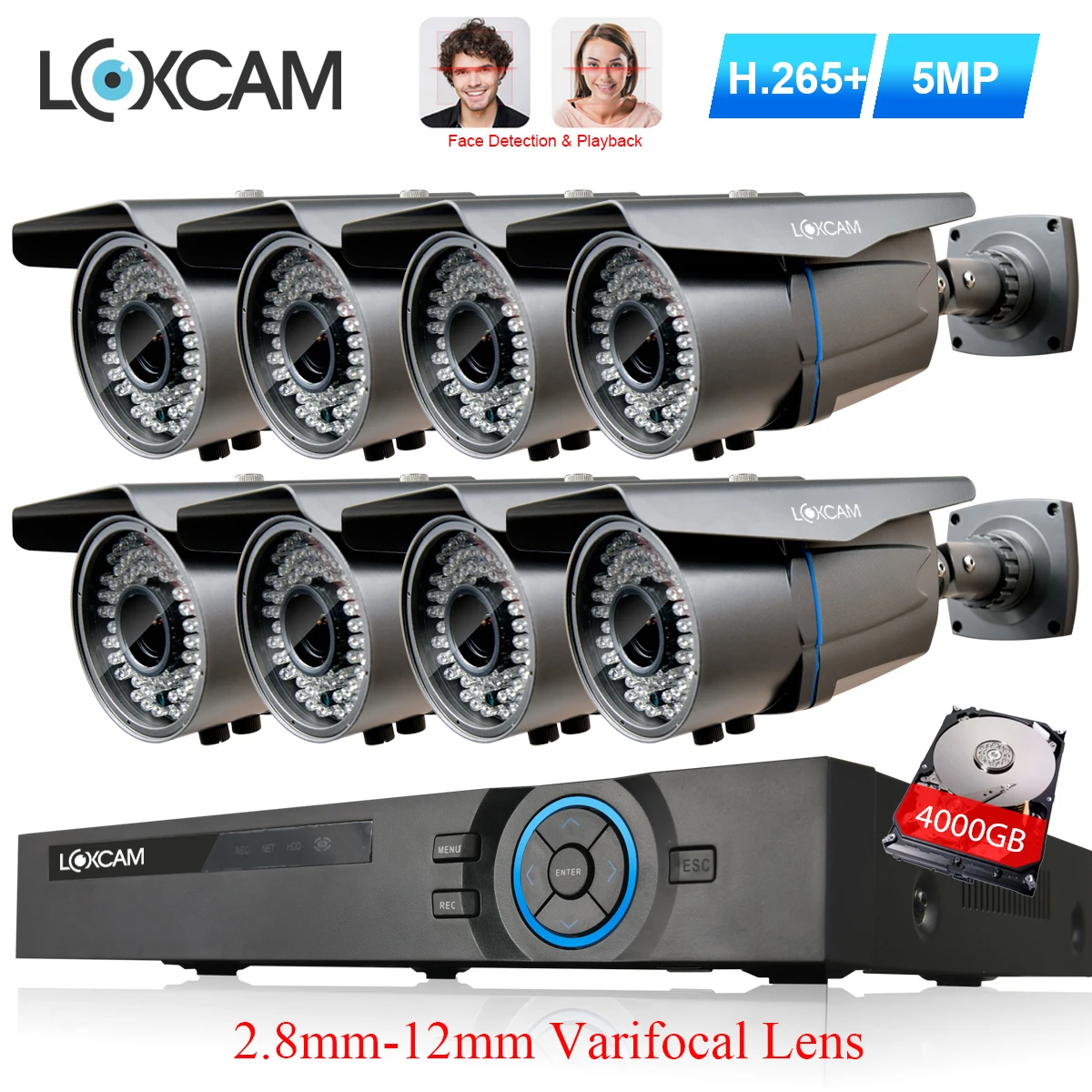 Камера видеонаблюдения LOXCAM H.265 водонепроницаемая камера безопасности 8 каналов 5
