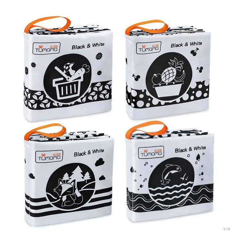 

New 4 Pcs/set Early Learning Educational Baby Toys 0-36 Months Black & White Books Soft Baby Book With Rustle Sound Baby Toys