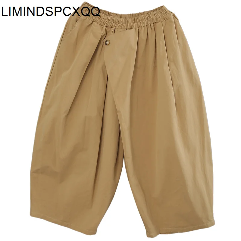 

LIMINDSPCXQQ Japan Style Summer 2021 Ladies Khaki Loose Wide Leg Pants Women Solid Color Casual Trouser Female Elastic Pantalons