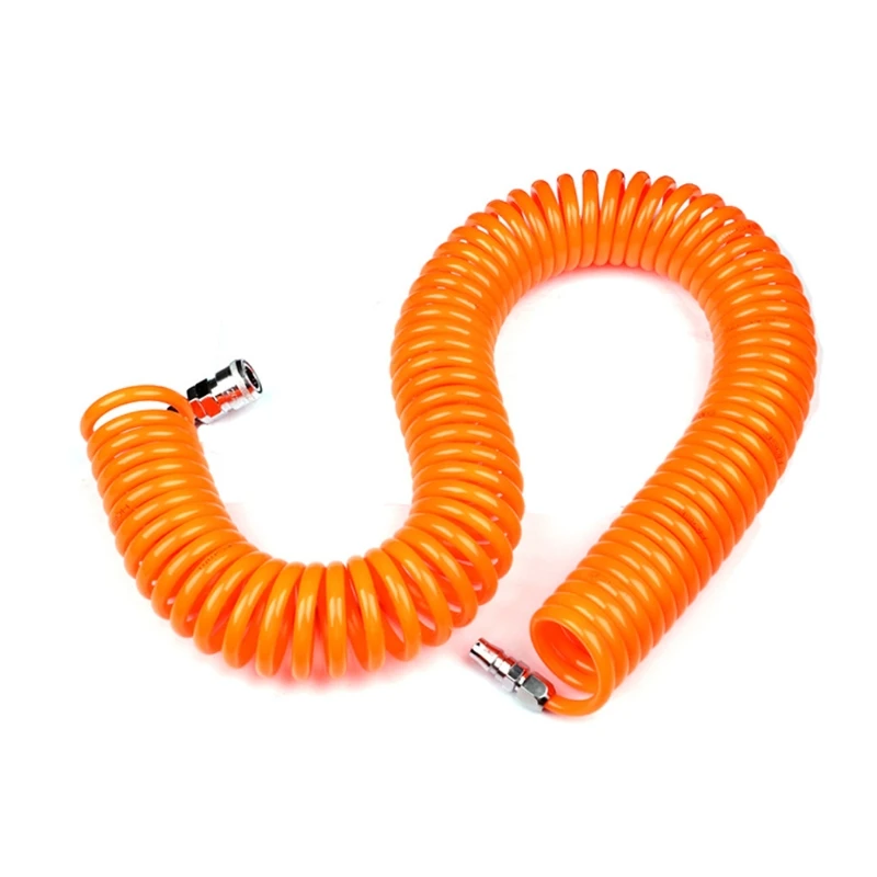 

Polyethylene Recoil Air Hose Long with Bend Restrictor Industrial Quick Coupler and Plug Lightweight PE Compressor Hos