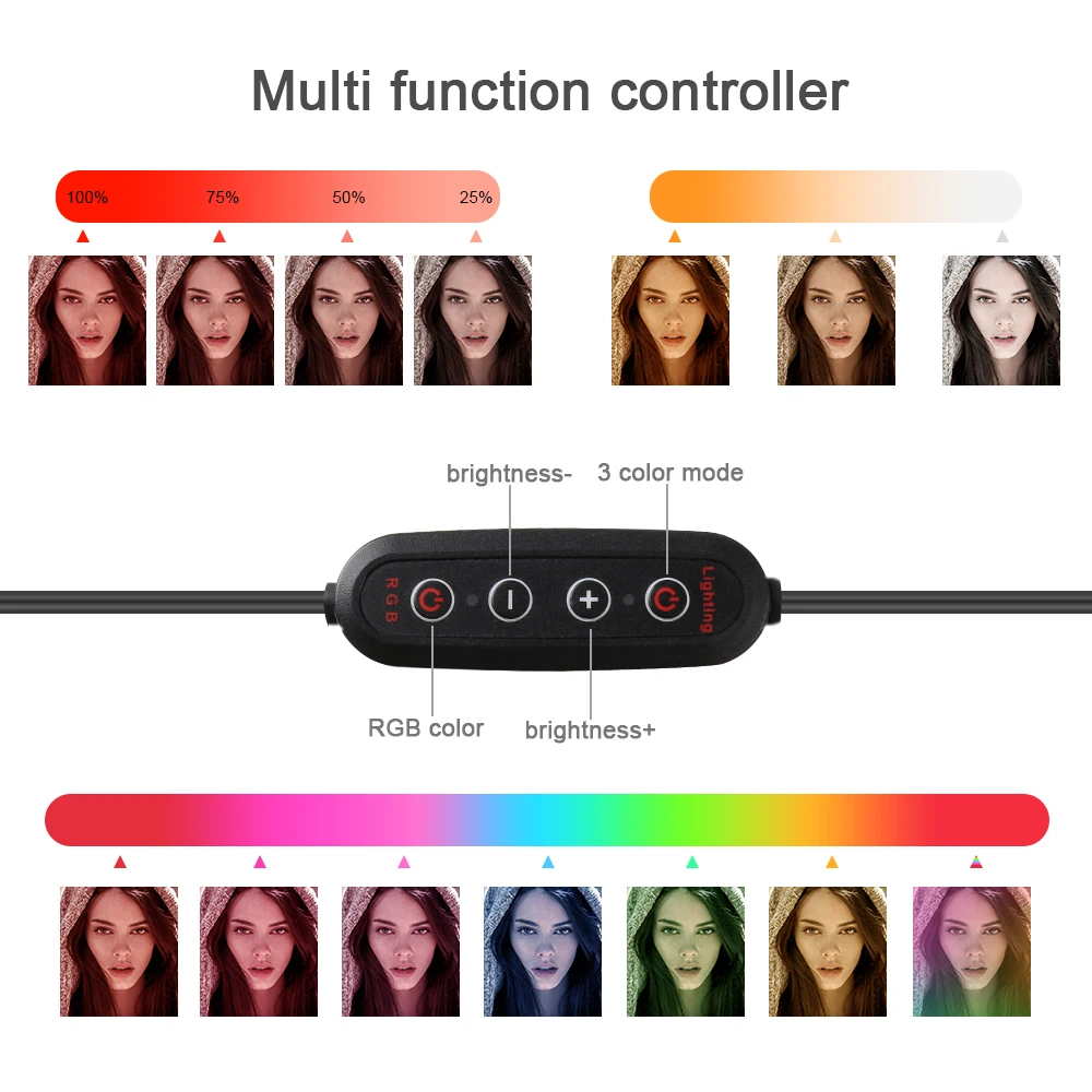 Цветная (RGB) светодиодная кольцевая лампа светильник с 1 6 метровый штатив кольцо